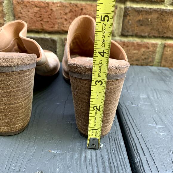 TOMS Sandstorm Tan Perforated Suede Nubuck Majorca Mule Sandal Shoe Peep Toe 8.5 - Picture 9 of 9